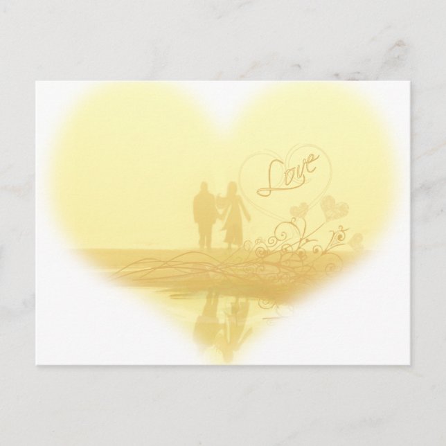 Yellow Heart Beach Hochzeit Postkarte (Vorderseite)