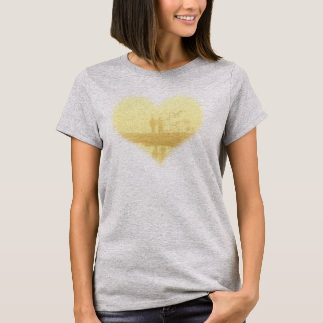 Yellow Heart Beach Hochzeit T-Shirt (Vorderseite)