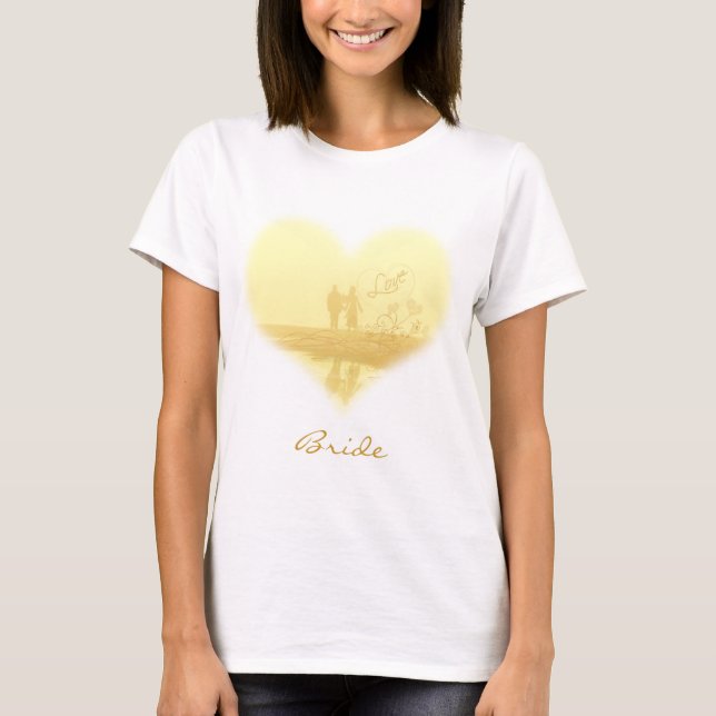 Yellow Heart Beach Hochzeit T-Shirt (Vorderseite)