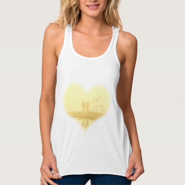 Yellow Heart Beach Hochzeit Tank Top (Vorderseite)