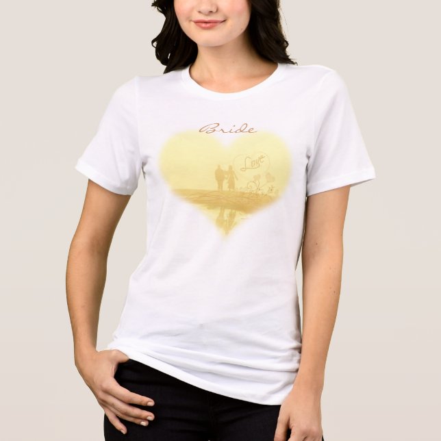 Yellow Heart Beach Hochzeit Tri-Blend Shirt (Vorderseite)