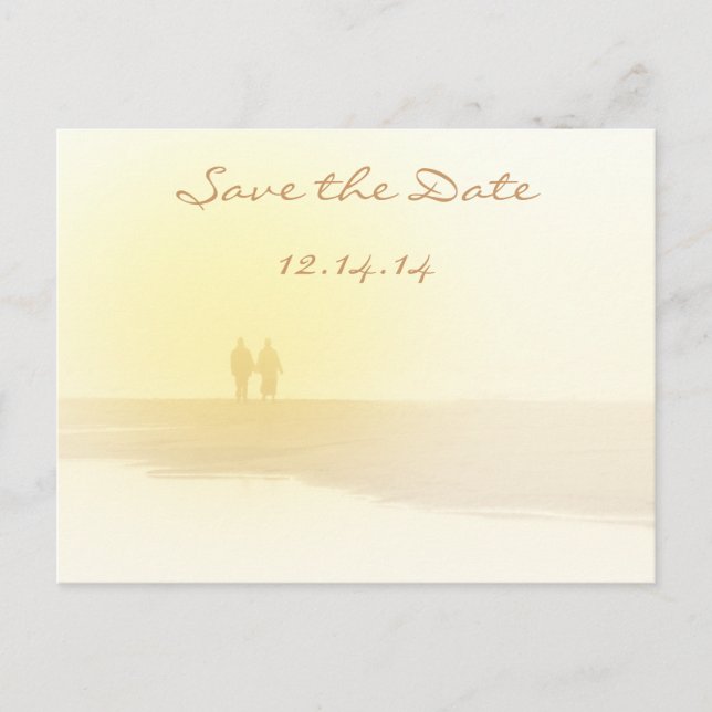 Yellow Heart Beach Save the Date Ankündigungspostkarte (Vorderseite)