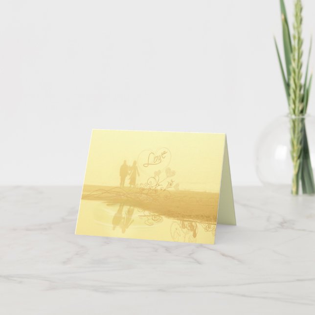 Yellow Heart Beach Wedding Thank You Dankeskarte (Vorderseite)