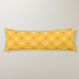 Yellow Hearts Pattern Body Pillow Seitenschläferkissen