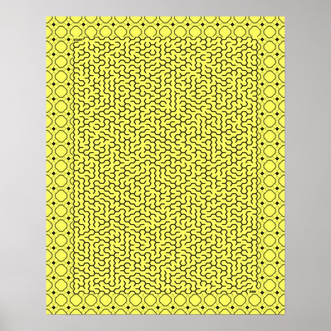 Yellow Hexagon Maze Poster (Vorne)