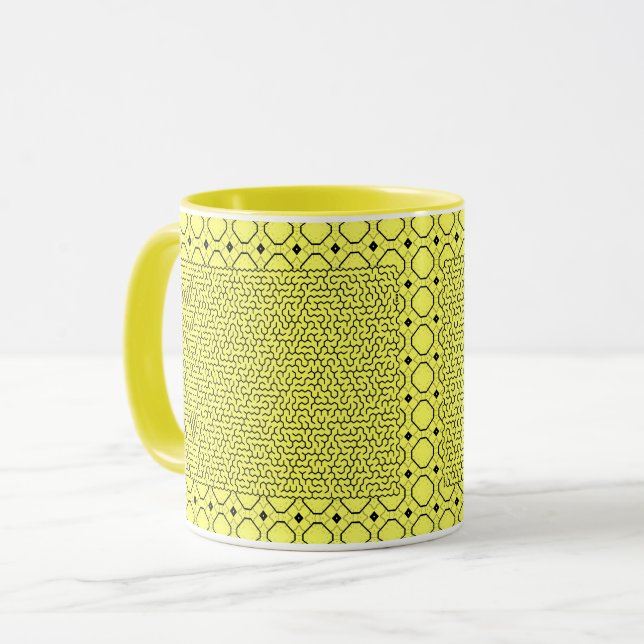 Yellow Hexagon Maze Tasse (Vorderseite Links)