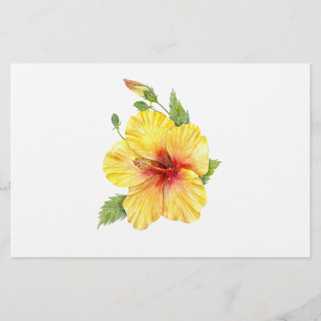 Yellow Hibiscus Botanical Briefpapier (Vorderseite)