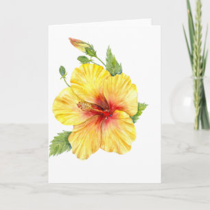 Yellow Hibiscus Botanical Feiertagskarte