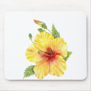 Yellow Hibiscus Botanical Mousepad