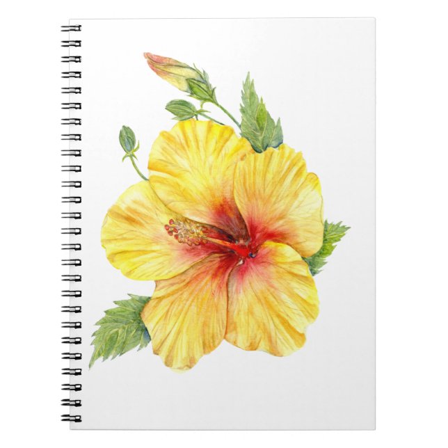 Yellow Hibiscus Botanical Notizblock (Vorderseite)