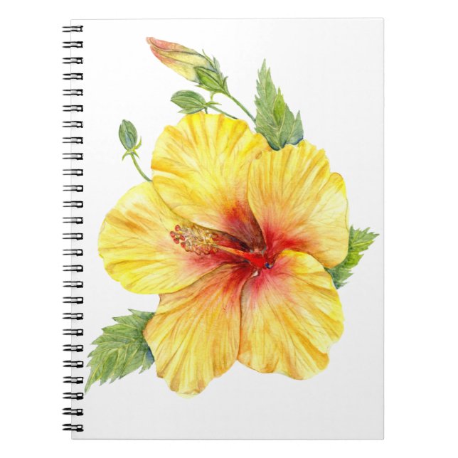Yellow Hibiscus Botanical Notizblock (Vorderseite)