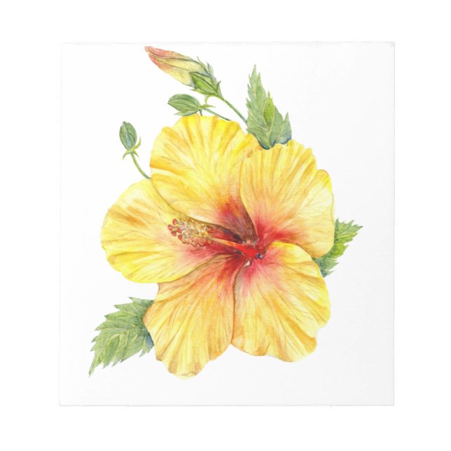 Yellow Hibiscus Botanical Notizblock (Vorderseite)