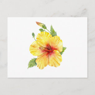 Yellow Hibiscus Botanical Postkarte