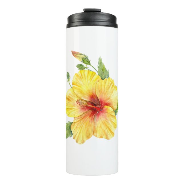 Yellow Hibiscus Botanical Thermosbecher (Vorderseite)