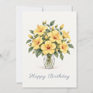 Yellow Hibiscus Happy Birthday Mitteilungskarte