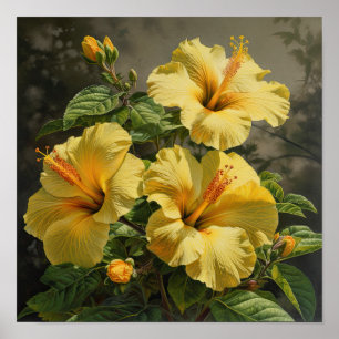 Yellow Hibiskus Blume Art Print Poster