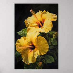 Yellow Hibiskus Blume Art Print Poster