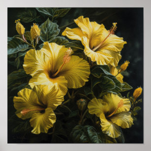 Yellow Hibiskus Blume Art Print Poster