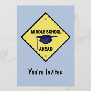 Yellow Highway Sign Abschluss Mittelschule Einladung
