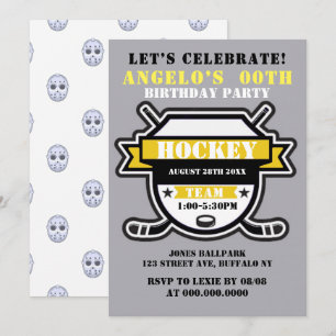 Yellow Hockey Thema Birthday Party Einladungen