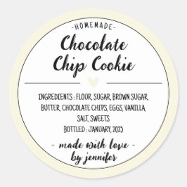 Yellow Homemade Chocolate Chip Cookie Runder Aufkleber