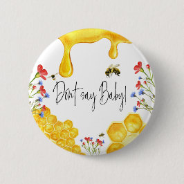 Yellow Honey Bee Floral Say Baby Shower Game Button