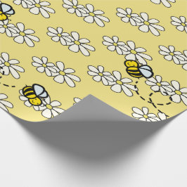 Yellow Honey Bee & White Daisy Pattern Geschenkpapier