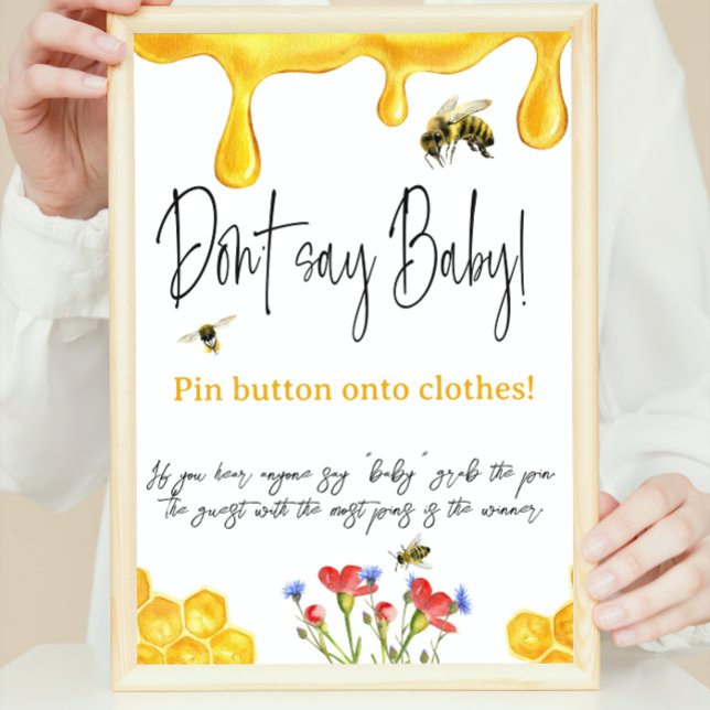Yellow Honey Bumble Bee Say Baby Shower Game Poster (Von Creator hochgeladen)