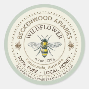 Yellow Honeybee Miel Étiquette Beekeeper Sage Fron