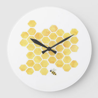 Yellow honeycomb bee wall clock große wanduhr