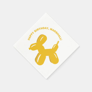 Yellow Hund Balloon Animal Birthday Party Serviette