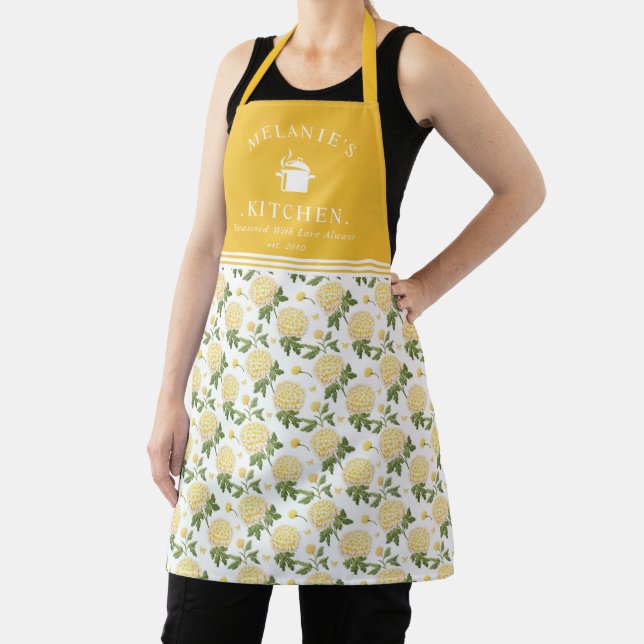Yellow Hydragea Floral Personalisiert Kitchen Schürze (InSitu)
