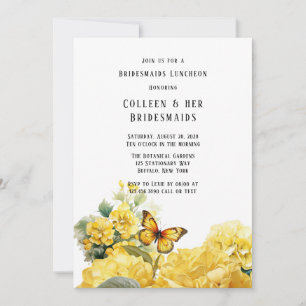 Yellow Hydrangea Butterfly Bridesmaids Luncheon Einladung