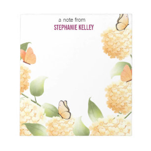 Yellow Hydrangea Wasserfarbengrenze Personalisiert Notizblock