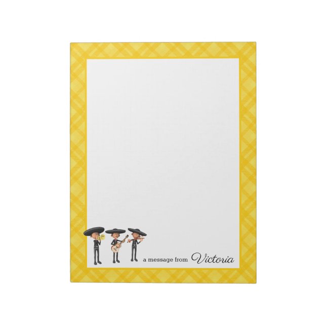 Yellow I Liebe Kariert Mariachi Band Personalisier Notizblock (Rotiert)