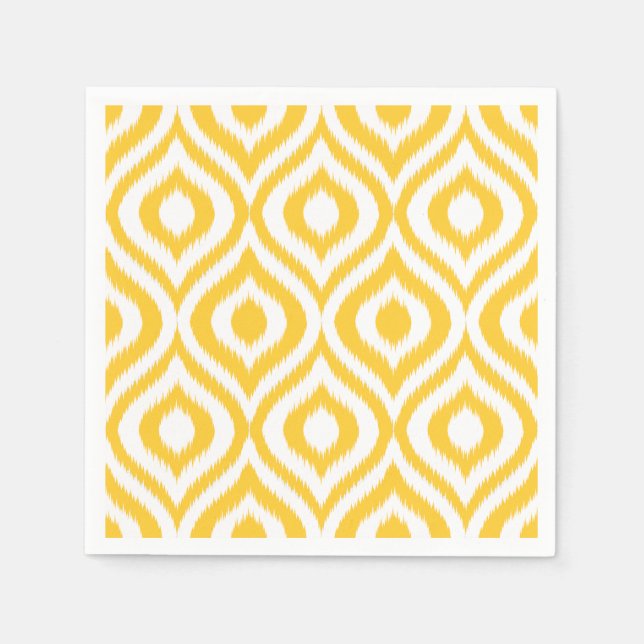 Yellow Ikat Classic Geometric Ethnic Print Serviette (Vorderseite)