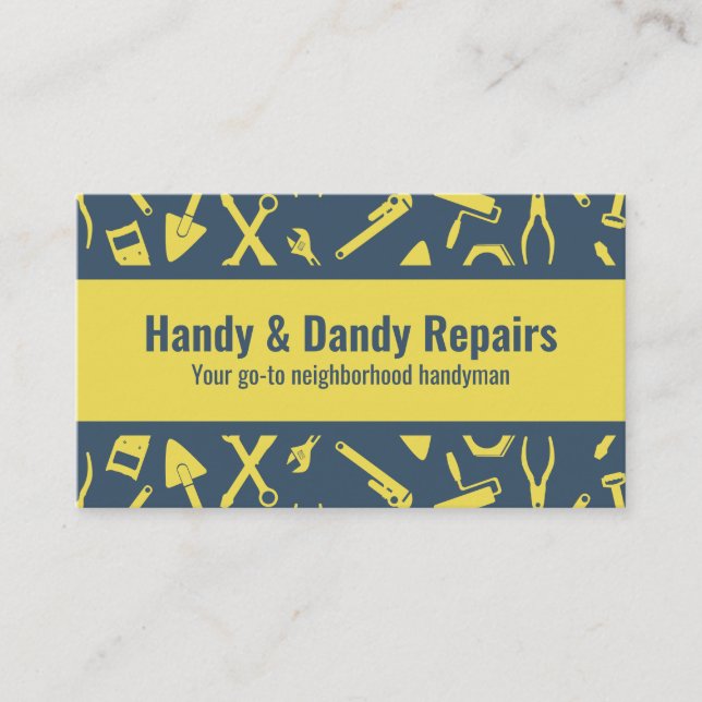 Yellow illustriert Tool Handyman Custom Visitenkarte (Vorderseite)