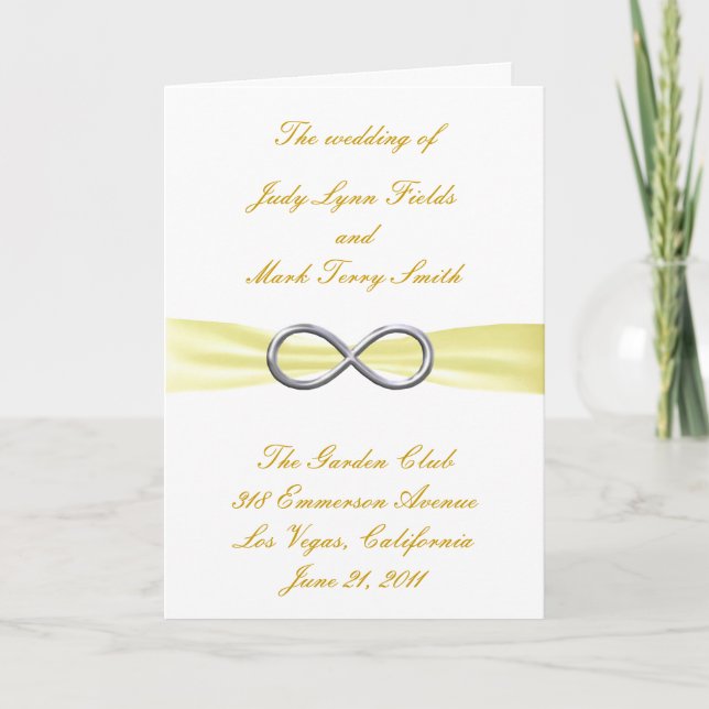 Yellow Infinity Wedding Program Card Programm (Vorderseite)