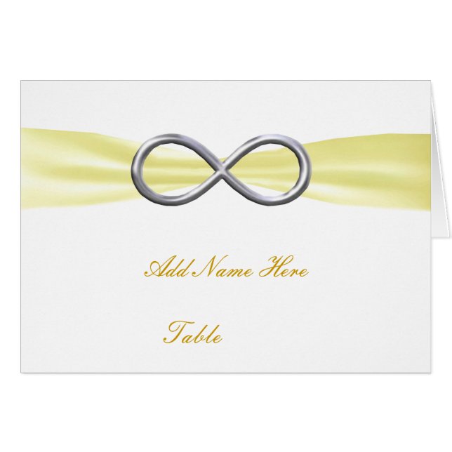 Yellow Infinity Wedding Table Platzkarte (Vorderseite (Horizontal))