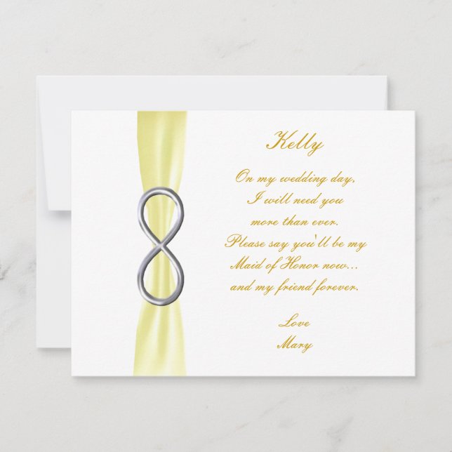 Yellow Infinity Wedding Trauzeugin Card Einladung (Vorderseite)