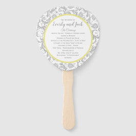 Yellow Iris and Gray Damask Wedding Program Fächer