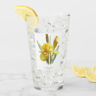 Yellow Iris Blume Botanische Kunst Glas