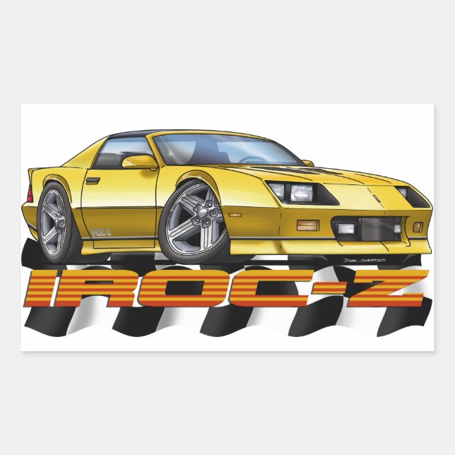 Yellow IROC Z Rechteckiger Aufkleber (Vorderseite)