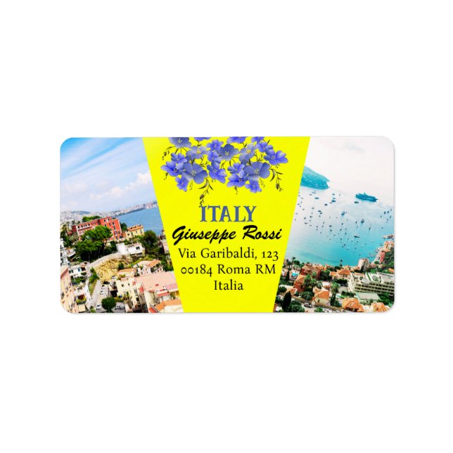Yellow Italy Rome Modern Nature Chic Address Label Adressaufkleber (Vorne)