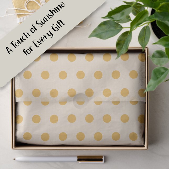 Yellow Ivory Cream Beige Polka Dots Seidenpapier (Yellow and cream-colored polka dot gift wrapping tissue paper)