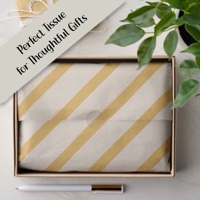 Yellow Ivory Cream Beige Stripes  Seidenpapier (Yellow and cream-colored striped gift tissue paper)