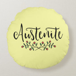 Yellow Jane Austen Floral Austenite Rundes Kissen