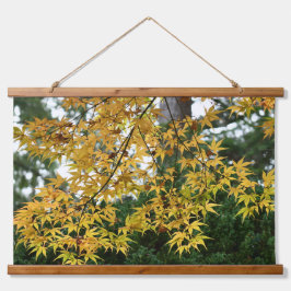 Yellow Japanese Maple Blätter Fotografy Wandteppich Mit Holzrahmen
