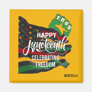Yellow JUNETEENTY African American Flag Magnet