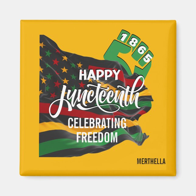 Yellow JUNETEENTY African American Flag Magnet (Vorne)